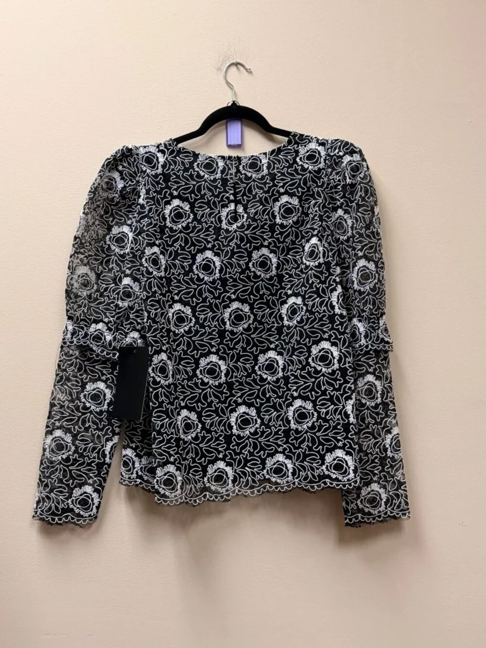 TUCKERNUCK Black Lace Baldwin Blouse Size L NWT Retail $198 Tuckernuck